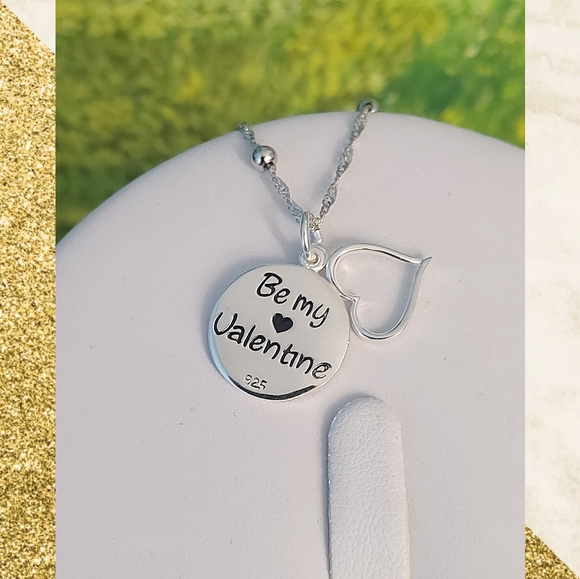 925Sterling Silver Heart &Message Pendant Necklace - Picture 4 of 6